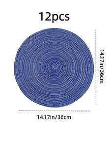 4/6/8 件 15 英寸圆形编织餐垫，可洗厨房餐桌垫，适合家庭聚会、婚礼派对（海军蓝） - 寶藍色 - 查看 26
