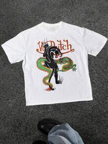 (2pc)Vonn Dutch Two Piece Set New 2026 Models Men Fashion Round Neck Casual Graphic Tees And Graphic  Shorts Set,Retro Street Style Loose Fit High Quality Promotion Best Combination,My Orders - 白色 - 查看 3
