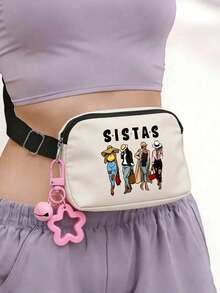 Fashionable Women's Printed Loose Waist Bag, Casual Outdoor Sports Chest Bag, Women's Chest Bag, Multi-Functional Travel Chest Bag/Phone Bag/Wallet, Suitable For Storing Phones, Cosmetics, Portable, Suitable For Travel, Office, Study, Fitness, Fashionable And Minimalist Design, Suitable For Women And Students, Travel Essential - Multicolor - View 4