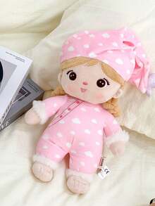 30厘米/11.81英寸可爱睡衣女孩毛绒娃娃，柔软可爱，配有星星帽，是送给儿童、婴儿的理想生日圣诞礼物，也适合装饰婴儿房、卧室，适合所有年龄段。 - 粉色 - 查看 7