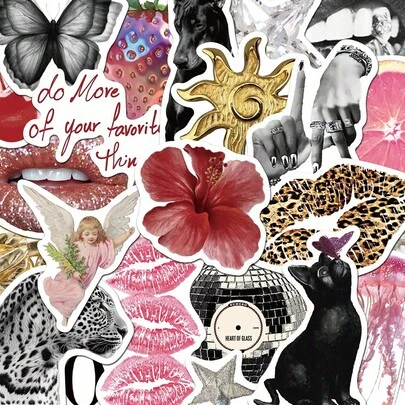 50pcs Pink Punk Stickers For Suitcase Skateboard Guitar Laptop Desktop Room Decor Graffiti Stickers