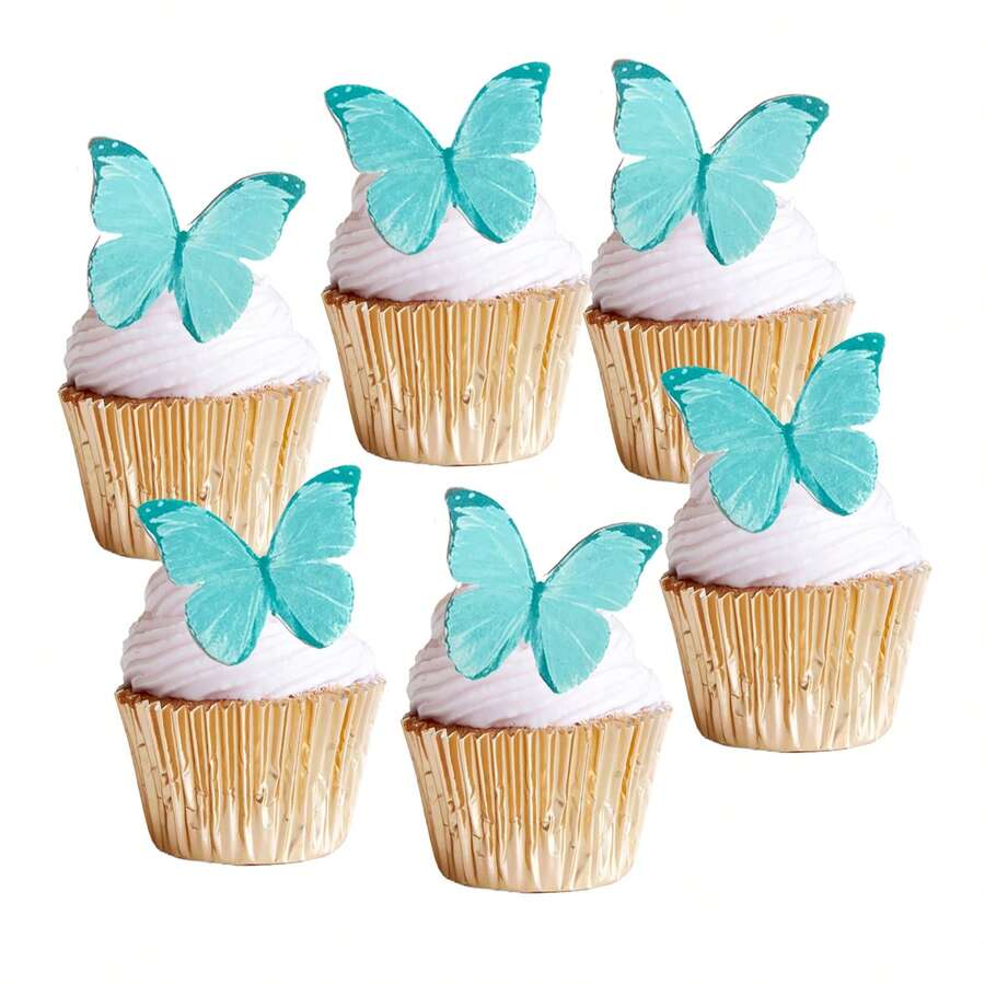 38pcs/114pcs Paper Butterfly Cake Toppers, Wedding Holiday Birthday Party Dessert Decorations, Multicolor Insertable 38pcs