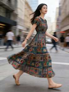 Vestido largo informal de mujer - Verde - Ver 4