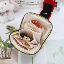 6-Layer Jewelry Organizer, Multi-Compartment, Vintage Zipper Closure, Compact Travel Jewelry Case, Reusable - Multicolor - View 6