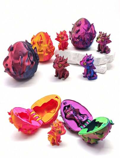 3D立体火元素龙蛋，内含惊喜小龙玩具，适合3岁以上儿童，可作桌面摆件收藏，男孩女孩生日礼物
