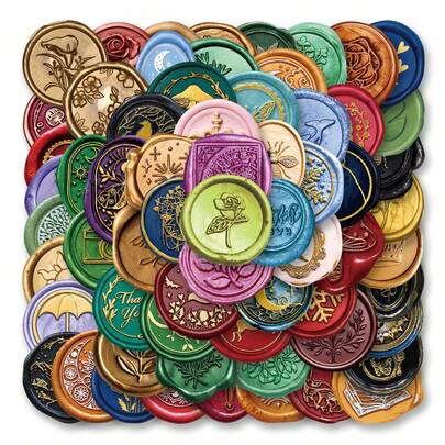 64张艺术复古贴纸，蜡封贴纸，2D非蜡封美学贴纸，彩色贴纸，卡通贴纸，趣味贴纸，乙烯基防水贴纸，适用于笔记本电脑、手机、汽车、滑板、水瓶、剪贴簿、电脑、日记本等。