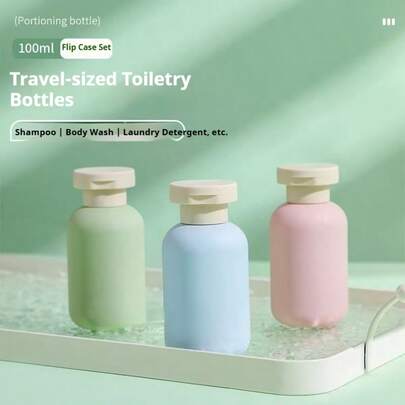 3 Stück/Set 100ml tragbare Duschgel, Shampoo und Körperlotion, verschiedene Farben, geeignet für Reisen