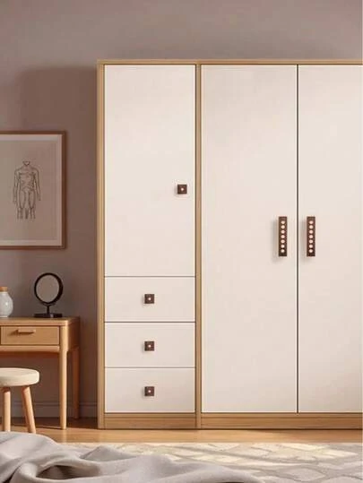 Brass & Walnut Wood Cabinet Door Handles, Polished Bauhaus Medieval Modern Style Knobs, Single Hole And Double Hole Suitable For Wardrobes, Shoe Cabinets, Kitchen Cabinets