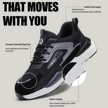 RAYDLINX Breathable Men's Steel Toe Work Shoes, Summer, Anti-Smashing, Anti-Piercing, Comfortable, Lightweight, Anti-Odor, Shoes For Construction Sites - Black - View 6
