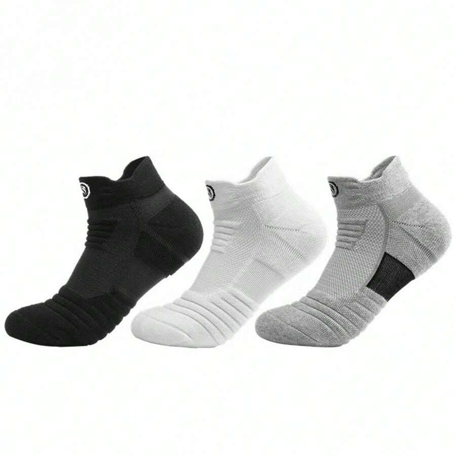 6 Pairs/3 Pairs Men's Professional Sports Socks, Suitable For Spring And Summer, Mesh Breathable Short Socks, For Running, Cycling, Basketball - Multicolor - View 1