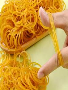 200/50pcs (38mm) Yellow Multi-Purpose Rubber Bands - Durable Synthetic Rubber Elastic Bands Suitable For Office, School And Home Organization And Storage. With O-Rings, No Dye Added, Commercial Grade, Suitable For Securing Vegetables, As Well As Tying And Packaging Trash Bags. - A - View 3