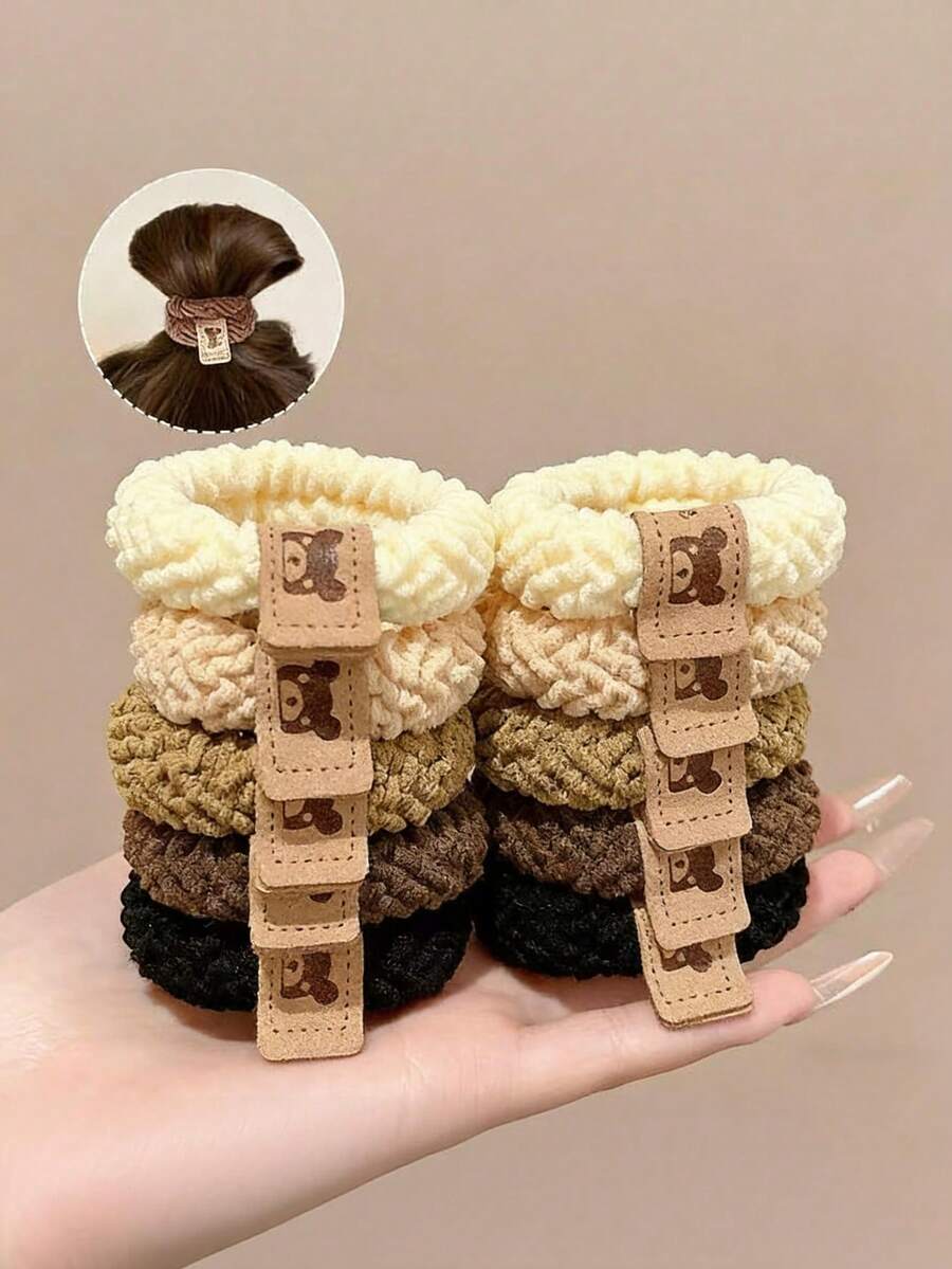 10 chiếc dây buộc tóc co giãn cao, kiểu dáng tối giản dành cho bé gái, thích hợp sử dụng hàng ngày. - Nhiều màu - Xem 1