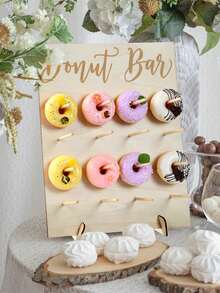 一套16孔甜甜圈木质展示架，家用甜甜圈展示架，派对食品展示架，生日婚礼家庭聚会食品展示架，感恩节圣诞节各种节日派对厨房烹饪展示架 - 16孔支架 - 查看 3