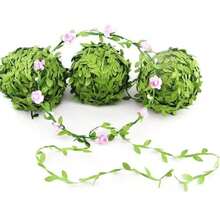 DIY Simulated Green Vines, Silk Willow Leaf Wreath Decorations, Materials And Supplies For Making Handmade Green Plant Wreaths. - Dây leo màu xanh lá cây, 5 mét/cuộn - Xem 5