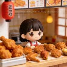 娃娃屋仿真炸雞薯條蛋塔食物玩具 微縮裝飾創意擺件居家生活裝飾 - 顏色 - 查看 2