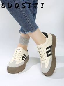 New Women Anti-Slip Flat Casual Shoes - Black and White - View 4