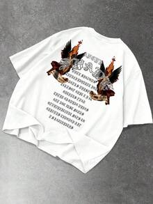 Manfinity Roughcore Men's Casual Short Sleeve Crew Neck T-Shirt With Creative And Versatile Playing Card Graphic Design - 銅色 - 查看 7