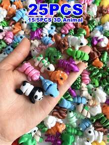 25/15/5pcs Set 3D Printed Cute Cartoon Mini Animal Figurines - Realistic Multi-Color Toys Collection, 10 Random Styles, Suitable For Children 3+ Years Old Desktop Decor, Cool Birthday Gift For Boys And Girls - Multicolor - View 1