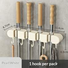 1 Piece 3/4 Slot Heavy-Duty Wall-Mounted Mop And Broom Holder, Suitable For Bathroom, Garden, And Garage, No Drilling Required, Easy To Install, Convenient For Storage And Organization - Multicolor - View 10