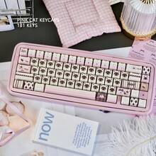 Pink Cat Cute Keycaps, High-Quality DIY 5-Sided Sublimation, Fit Mechanical Keyboard, Keycaps Only (Not Full Keyboard) - View 1