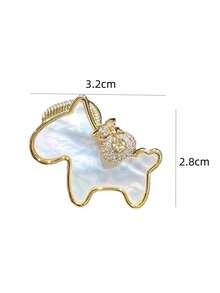 1 chiếc ghim cài áo hình chú ngựa nhỏ hoạt hình tối giản, phụ kiện cài áo dễ thương đa năng. - Vàng - Xem 3