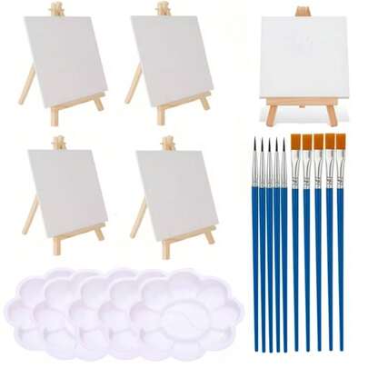 25pcs Professional Artist Painting Set, Includes Beechwood Easel, Palette And Brushes - Suitable For Oil Painting And Watercolor, Provides Full Set Of Art Supplies For Amateur Enthusiasts And Professional Studios