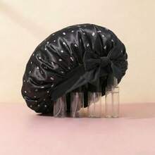 Awegeo Mũ ngủ bằng satin in hình quả anh đào và nơ dành cho nữ, mũ ngủ co giãn bản rộng, khăn trùm đầu hai mặt mềm mại như lụa cho tóc xoăn, chăm sóc tóc ban đêm và sử dụng hàng ngày. - Nhiều màu - Xem 6