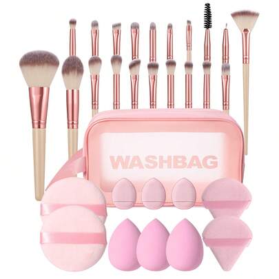 Bộ dụng cụ trang điểm 31 món bao gồm: Bộ 20 cọ trang điểm + 1 túi đựng mỹ phẩm và đồ dùng cá nhân đa năng có khóa kéo chống thấm nước + 2 bông phấn tròn + 3 bông phấn dạng cushion mini + 3 mút trang điểm + 2 bông phấn tam giác, tất cả trong một & thân thiện với người mới bắt đầu | Sẵn sàng mang theo du lịch & thích hợp làm quà tặng | Hoàn hảo cho người mới bắt đầu/phụ nữ.
