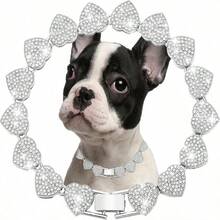 Heart-Shaped Cuban Link Pet Necklace, Inlaid With Shiny Rhinestones, Luxury Collar Accessory For Small, Medium And Large Dogs & Cats, Suitable For Daily Wear Or Holidays - Multicolor - View 23