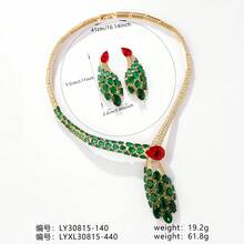 3件套女士时尚项链，镶嵌立方氧化锆，独特设计耳环，项链，首饰套装，适合女士、新娘、节日派对、婚礼、女士时尚、首饰套装、礼品 - 首飾套裝 - 查看 6