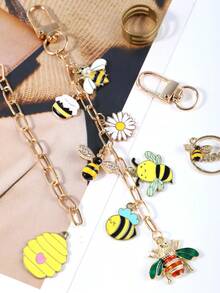 Kit de Fabricação de Chaveiro DIY, Encantos de Pulseira em Forma de Favo de Mel, Abelha e Abelha para Fabricação de Joias, Acessórios de Joias de Liga Gotejante DIY, Pequeno Chaveiro Colar Pingente Colmeia de Inseto Animal - Conjunto de chaveiros - Visão 5