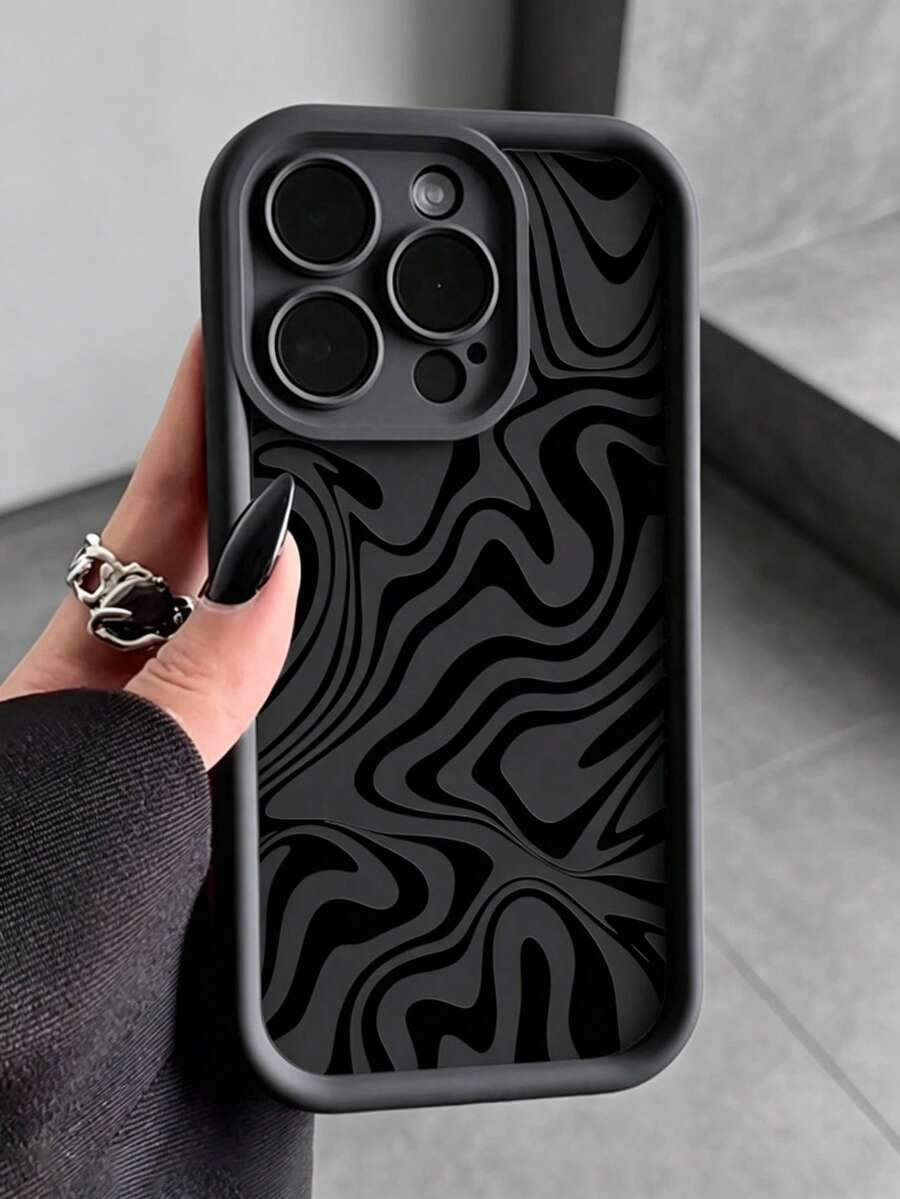 1个全新高竹加固防摔手机壳，独特黑色图案设计，加厚保护套，兼容苹果17 Pro Max/Air、16、11/12/13/14 Plus、XR、7/8 Plus、15 Pro Max - 黑色 - 查看 1