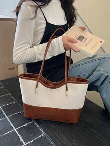 2026 New Arrival Vintage Style Tote Bag, Fashionable Casual Shoulder Bag With Large Capacity, Suitable For Commuting, European And American Imported Goods - Beige - View 5