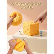 POKOJA LAND 3pcs Squeeze Cheese - Extra Large Soft Squishy Cheese Blocks | Gag Gift, Adult Novelty Toys | 4.25" Giant Stress Ball | Adult Sensory Fidget Toys - Sunshine Entertainment - 彩色 - 查看 2
