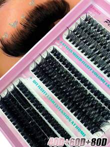 240片装假睫毛簇套装，DIY睫毛嫁接套装，自然D卷翘睫毛，40D+60D+80D / 长度10-16mm，适用于单根睫毛嫁接，漫画风格睫毛束，貂毛假睫毛条，浓密型假睫毛束，假睫毛束，单根假睫毛，假睫毛，仿晒，小号睫毛 - D - 查看 2