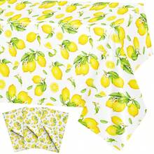1pc/3pcs Lemon Fresh Disposable Plastic Tablecloth, Rectangular Tablecloth Suitable For Birthday, Graduation Party, Wedding, Anniversary, Singles Party, Picnic And Other Theme Events, 137*274cm - Multicolor - View 6