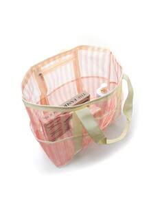 Hollow Polyester Mesh Large Capacity Beach Bag, Travel Laundry Bag, Swimming Storage Bag, Minimalist Mesh Beach Bag, Mother's Day Gift For Mom - Pink - View 7