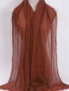 Women's Solid Color Linen Scarf, Retro Solid Color Medium-Long Scarf, Can Be Used As Decorative Long Shawl - Multicolor - View 24