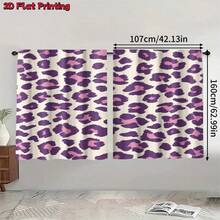 2pcs Purple Leopard Print Sheer Curtains - Semi-Transparent Polyester Curtains With Rod Pocket Design, Machine Washable, Suitable For Kitchen And Bedroom Decor, Kitchen Curtains | Luxury Room Decor | Jacquard Woven Polyester, Living Room Curtains - 2pcs - View 11