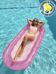 1 pieza Flotador inflable para piscina, diseño de onda, unicolor transparente minimalista, adecuado para piscina, fiesta en la piscina, flotadores inflables acuáticos, dispositivo flotante inflable, fiesta en la playa, actividades en la playa, material de PVC duradero, portátil, requiere compra por separado de una bomba de aire - Sillón reclinable con diseño de ondas - Ver 15