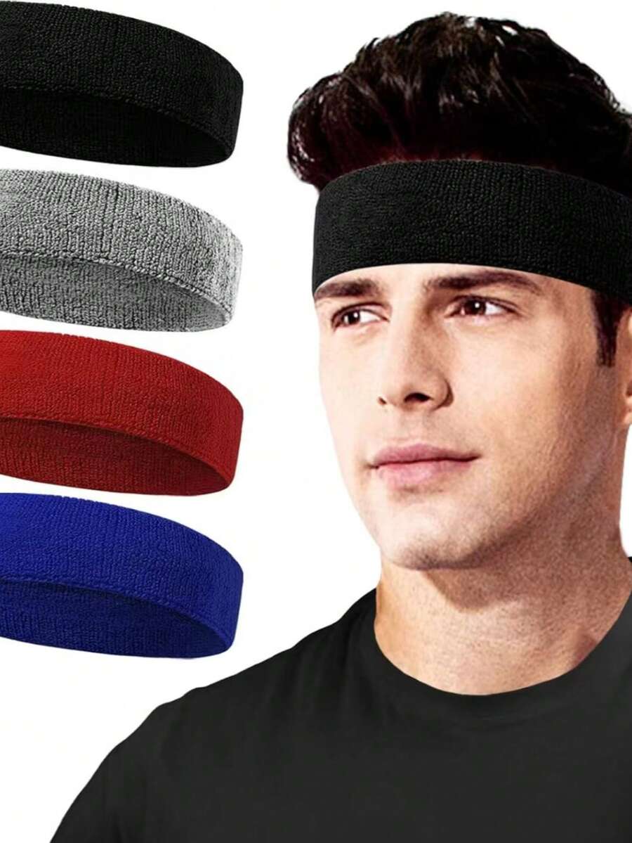 3 Pieces Sweatband Set, Sports Headband For Men And Women, Moisture-Wicking Headband For Tennis, Basketball, Running, Gym - Sweatband[Polyester Fiber],Accessories,Camping - Multicolor - View 1