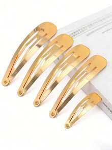 30pcs Gold Metal Water Drop Shaped DIY BB Clips, Minimalist Style Casual Hair Clips, Hair Accessories, School Supplies - Gold - View 3