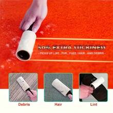 (4 cuộn thay thế bán riêng) Con lăn siêu dính để loại bỏ lông thú cưng khỏi quần áo, thảm, vỏ bọc ghế sofa, dụng cụ loại bỏ bụi bẩn hoàn hảo trong gia đình với tay cầm và con lăn thay thế, vận hành bằng tay, tay cầm bằng nhựa. - 50 - Xem 7