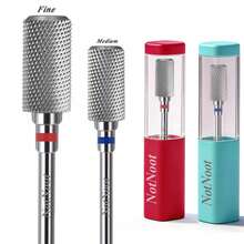 NotNoot 1 mũi khoan móng tay acrylic bằng vonfram cacbua, 3/32" hình trụ phẳng chuyên nghiệp 2 chiều, dùng để đánh bóng và tẩy keo móng tay. - Nhiều màu - Xem 2