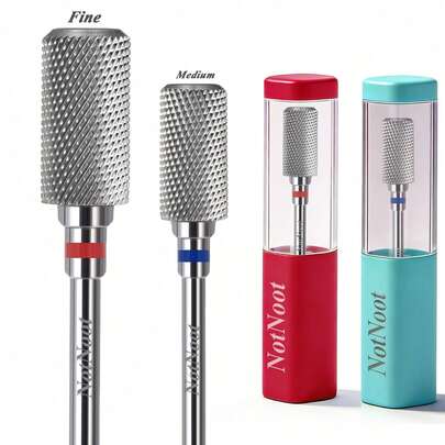 NotNoot 1 mũi khoan móng tay acrylic bằng vonfram cacbua, 3/32" hình trụ phẳng chuyên nghiệp 2 chiều, dùng để đánh bóng và tẩy keo móng tay.
