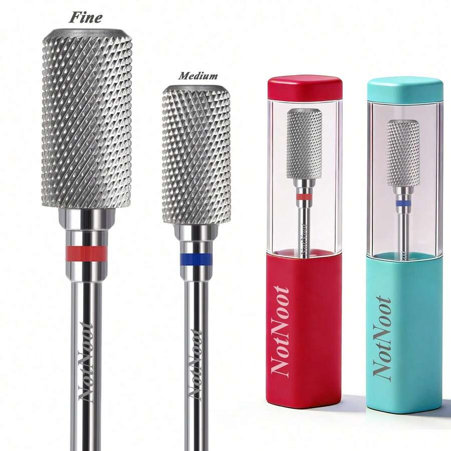 NotNoot 1 mũi khoan móng tay acrylic bằng vonfram cacbua, 3/32" hình trụ phẳng chuyên nghiệp 2 chiều, dùng để đánh bóng và tẩy keo móng tay.