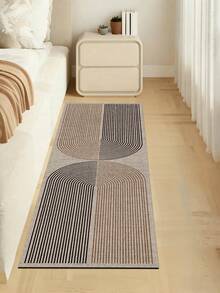 1pc Nordic Abstract Curved Line Diatomaceous Earth Kitchen Rug, Rubber Non-Slip Bottom, Water-Absorbent, Oil-Resistant, 3.5mm, Trimmable, Suitable For Kitchen, Hallway, Living Room, Entryway, Indoor Home Decor Rug - Multicolor - View 8