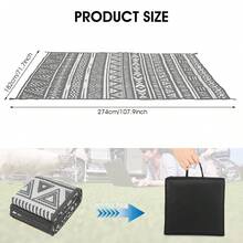 Sour Lemon Large Outdoor Rug Waterproof, Anti-Slip Plastic Straw Garden Rug, Outdoor Mat Carpet Boho Style, UV Resistant For Camping, Deck, Beach, Picnic, Backyard, Poolside, 240x300cm - 波希米亞 - 查看 4
