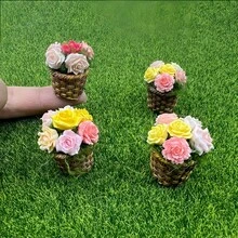 1pc Mini Flower Baskets, Flower Basket Models, Small Flower Baskets, Mini Micro Flower Potted Plants, Dollhouse Decor Scene Accessories, Food And Toy Photo Props, Mini Flower Potted Plants, Micro Scene Decorative Ornaments - Multicolor - View 11