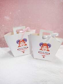 6pcs Cute Eid Al Adha Favor Boxes With Cartoon Sheep Design Moo Baa Rak Gift Boxes With Handle And Ribbon, Kids Eid Mubarak Treat Boxes For Candy, Snacks, Small Gifts, Party Favor Packaging, Baby Shower, Family Celebration, Easy To Assemble - 12.5X9.5X8cm - View 3